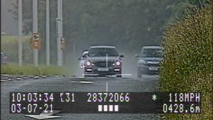 Dangerous driver caught doing 118mph on wet road loses license and is fined £5,000