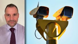 Adrian Leisk, Devon & Cornwall Police's Head of Road Safety, and a bi-directional speed camera