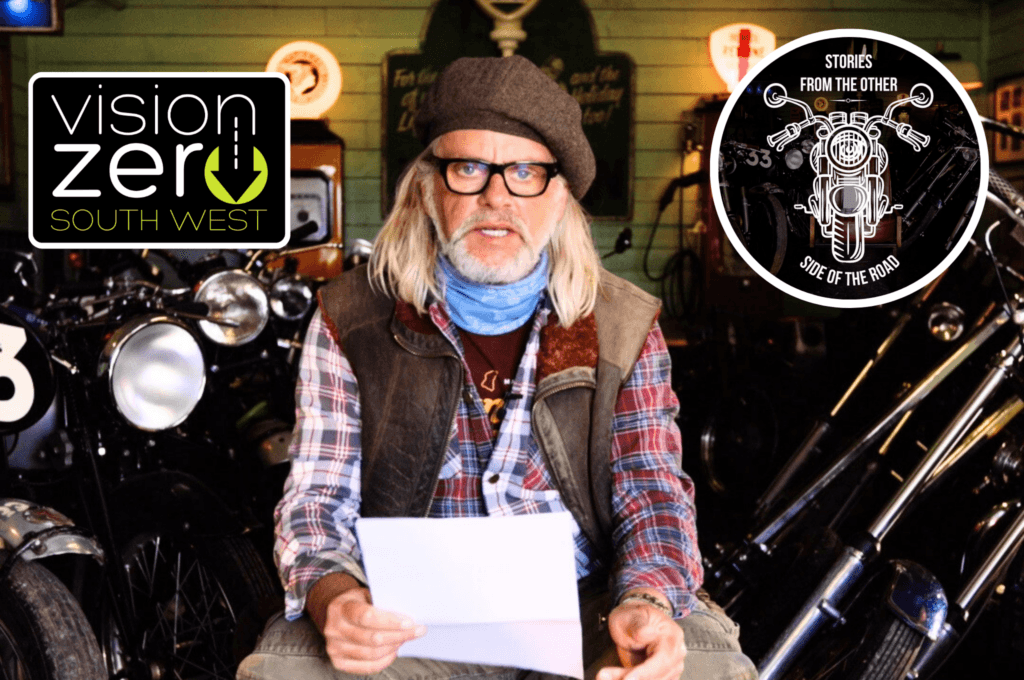 Henry Cole presenter talking camera motorbikes