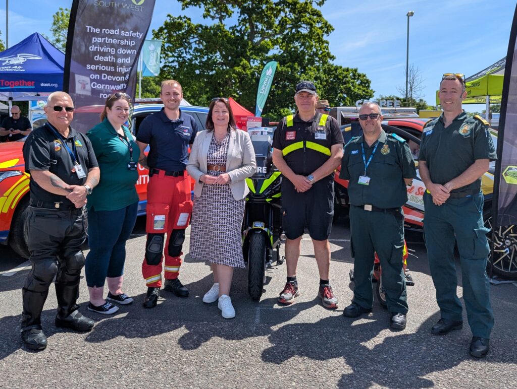 Alison Hernandez with Vision Zero South West emergency service colleagues at the Devon County Show